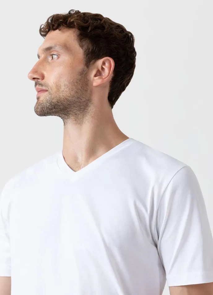 SUNSPEL Tshirts Riviera Midweight Vneck Tshirt White 8211 Men