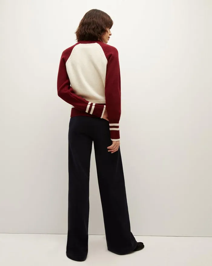 Sweaters Shop Veronica Beard Ralie RaglanSleeve Pullover Ivorymaroon