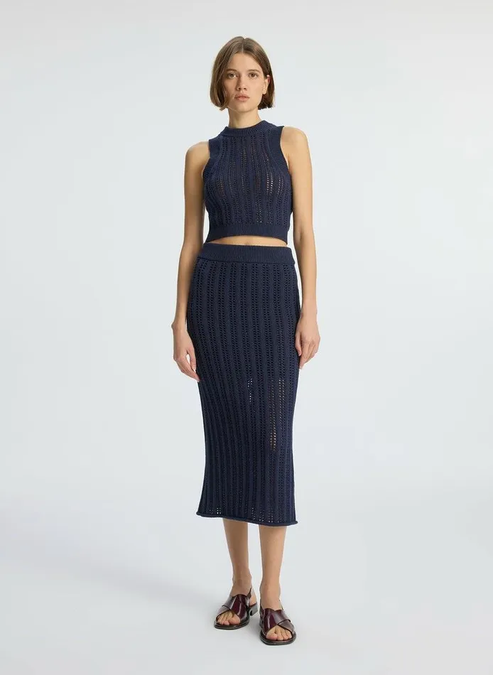 Sweaters Women ALC Aurora Crochet Midi Skirt Navy