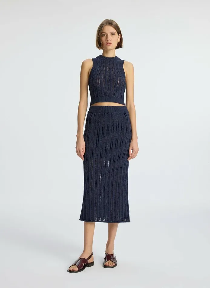 Sweaters Women ALC Aurora Crochet Midi Skirt Navy Sweaters Women ALC Aurora Crochet Midi Skirt Navy