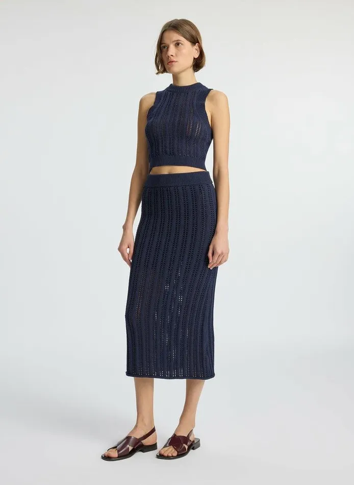 Sweaters Women ALC Aurora Crochet Midi Skirt Navy Sweaters Women ALC Aurora Crochet Midi Skirt Navy