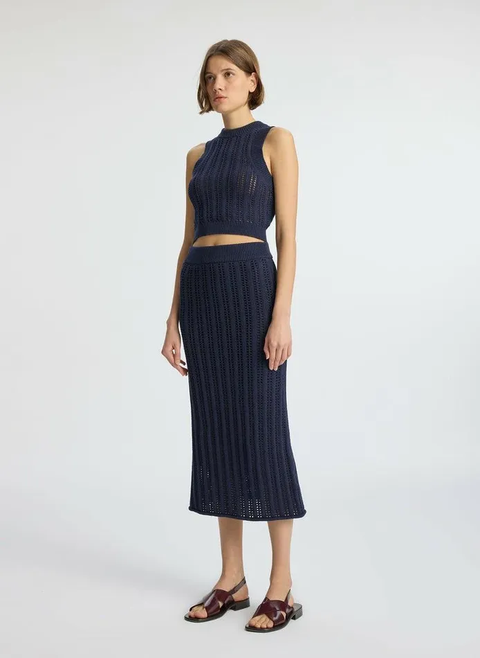 Sweaters Women ALC Aurora Crochet Midi Skirt Navy Sweaters Women ALC Aurora Crochet Midi Skirt Navy