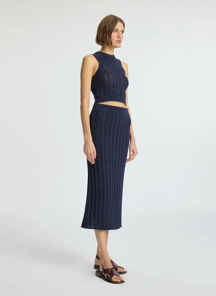 Sweaters Women ALC Aurora Crochet Midi Skirt Navy Sweaters Women ALC Aurora Crochet Midi Skirt Navy