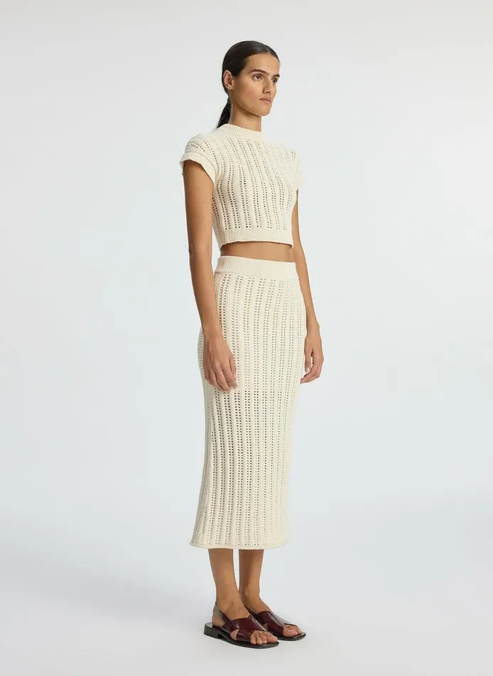 Sweaters Women ALC Aurora Crochet Midi Skirt Parchment