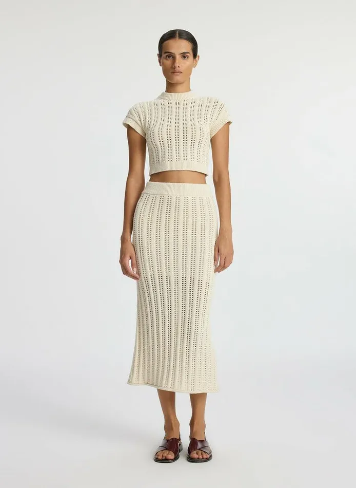 Sweaters Women ALC Aurora Crochet Midi Skirt Parchment Sweaters Women ALC Aurora Crochet Midi Skirt Parchment