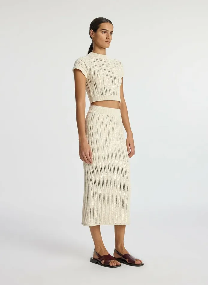 Sweaters Women ALC Aurora Crochet Midi Skirt Parchment Sweaters Women ALC Aurora Crochet Midi Skirt Parchment