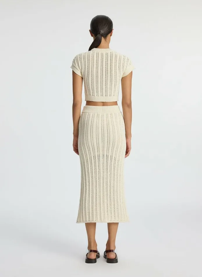 Sweaters Women ALC Aurora Crochet Midi Skirt Parchment Sweaters Women ALC Aurora Crochet Midi Skirt Parchment