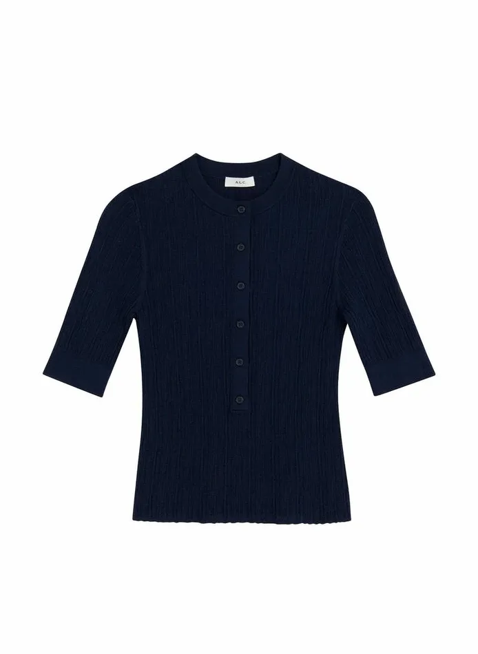 Sweaters Women ALC Fisher Fine Cotton Knit Top Navy Sweaters Women ALC Fisher Fine Cotton Knit Top Navy