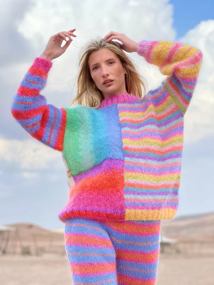 Sweaters Women Rose Carmine SWEATER PATCHWORK PASTELS