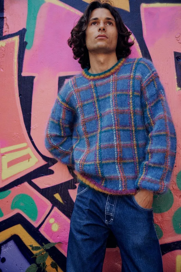 Sweaters Women Rose Carmine SWEATER TARTAN BLUE