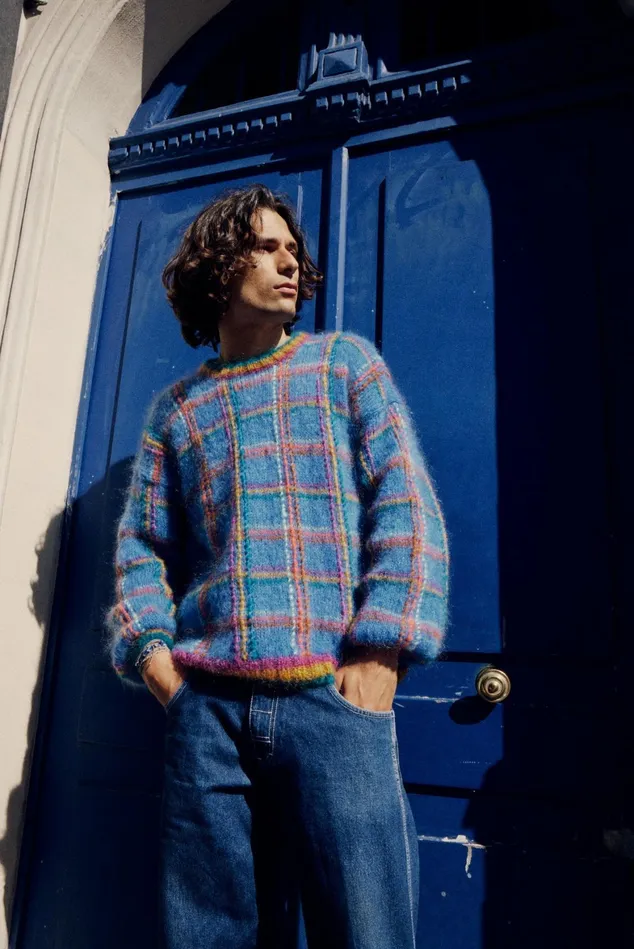 Sweaters Women Rose Carmine SWEATER TARTAN BLUE