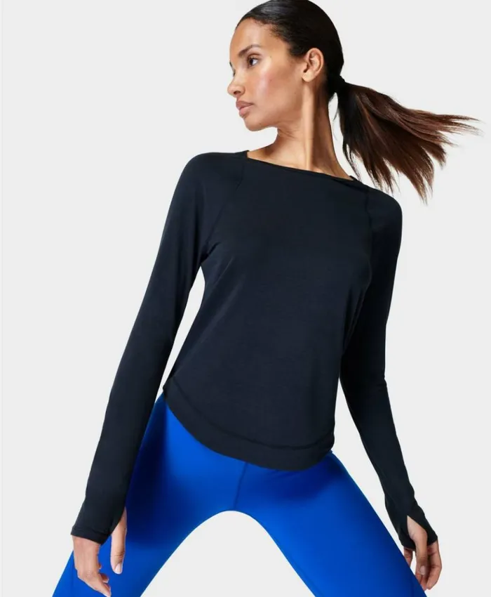 Sweaty Betty Breathe Easy Running Long Sleeve Top Black Clothing Long Sleeve Tops