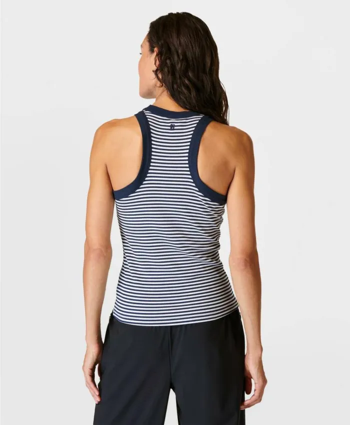 Sweaty Betty Harper Racer Tank Top Navy White Stripe Clothing Tank Tops