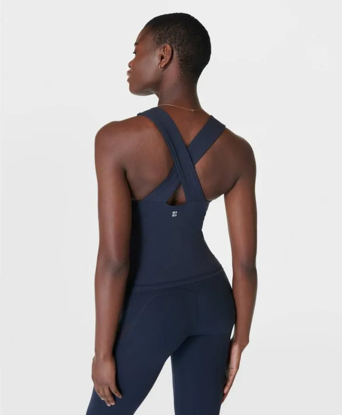 Sweaty Betty Power Illusion Workout Bra Tank Navy Blue Clothing Tank Tops