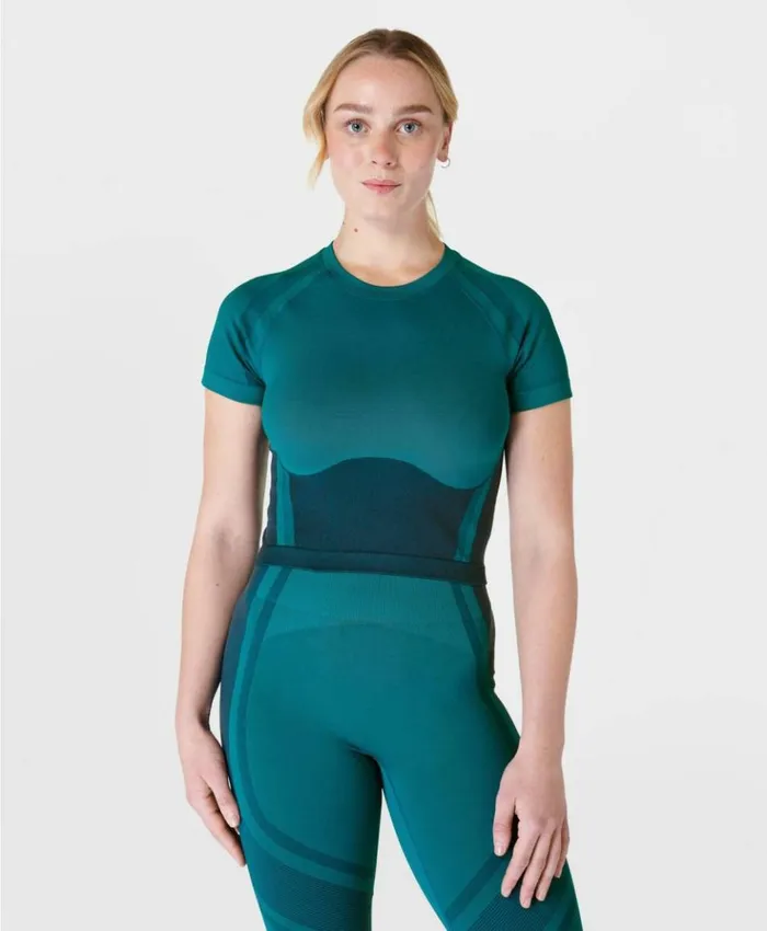 Sweaty Betty Silhouette Sculpt Seamless Short Sleeve Top Reeftealblue Navyblue Clothing TShirts Sweaty Betty Silhouette Sculpt Seamless Short Sleeve Top Reeftealblue Navyblue Clothing TShirts