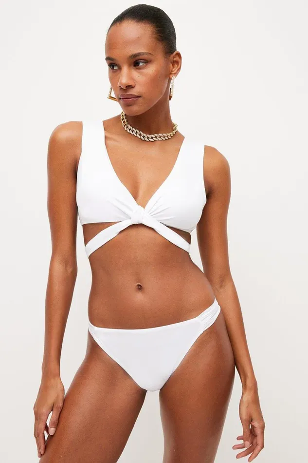 Swimwear Women Karen Millen Mesh Trim Double Strap Bikini Top White