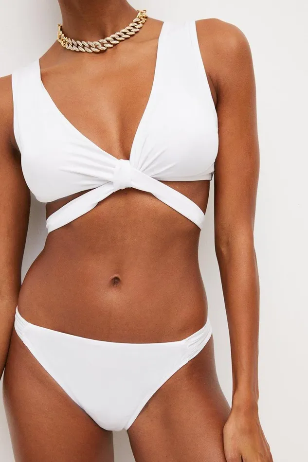 Swimwear Women Karen Millen Mesh Trim Double Strap Bikini Top White