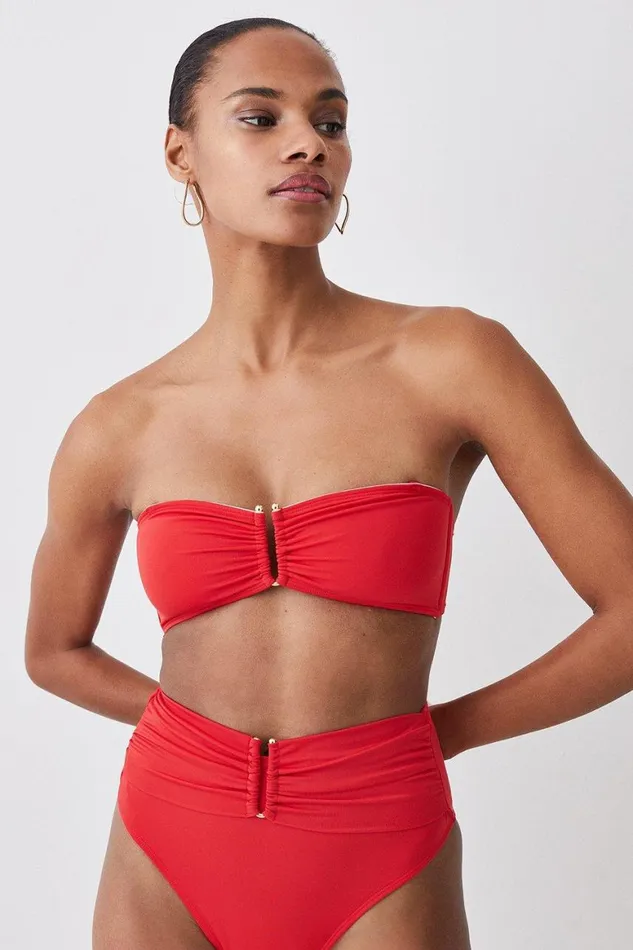 Swimwear Women Karen Millen Ruffle Bikini Top With Detachable Straps Red