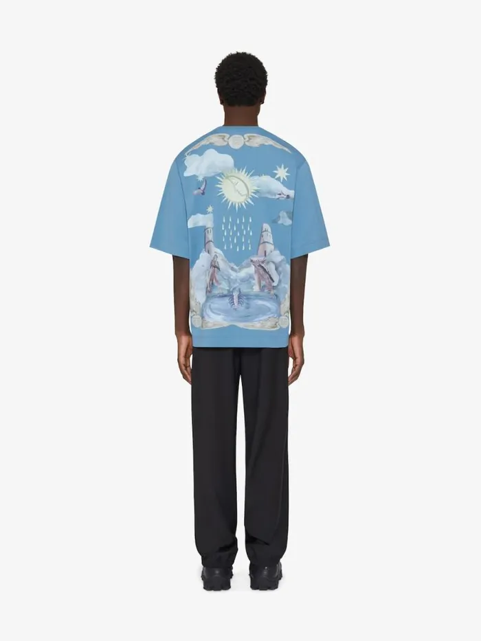 TShirt In Cotton Sun Stars Steel Blue Men Givenchy TShirts
