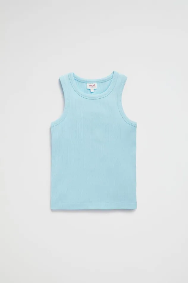 TShirts and Tops Girl Seed Heritage Rib Tank Ocean Blue