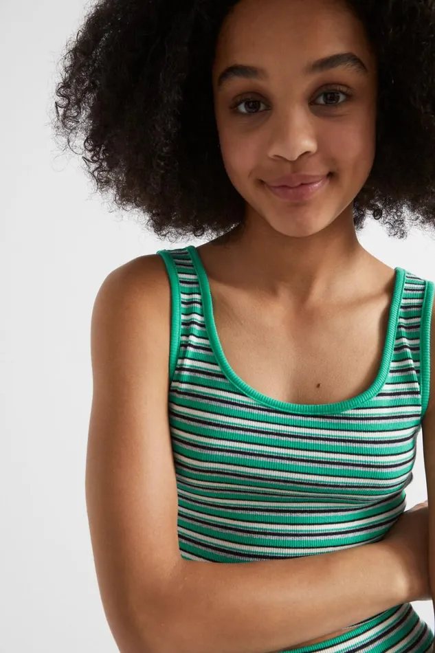 TShirts and Tops Teen Girl Seed Heritage Rib Crop Singlet Jewel Green