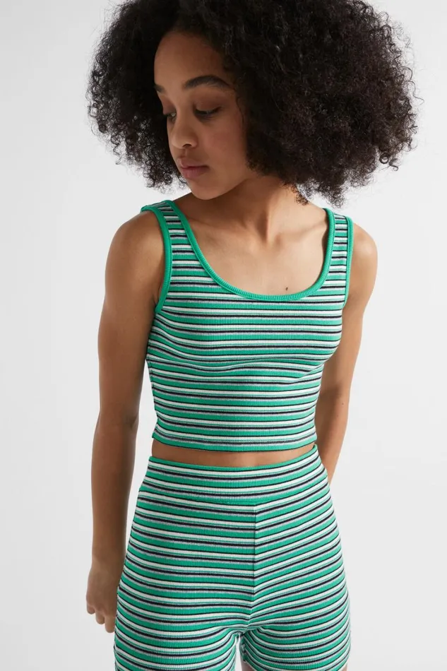 TShirts and Tops Teen Girl Seed Heritage Rib Crop Singlet Jewel Green