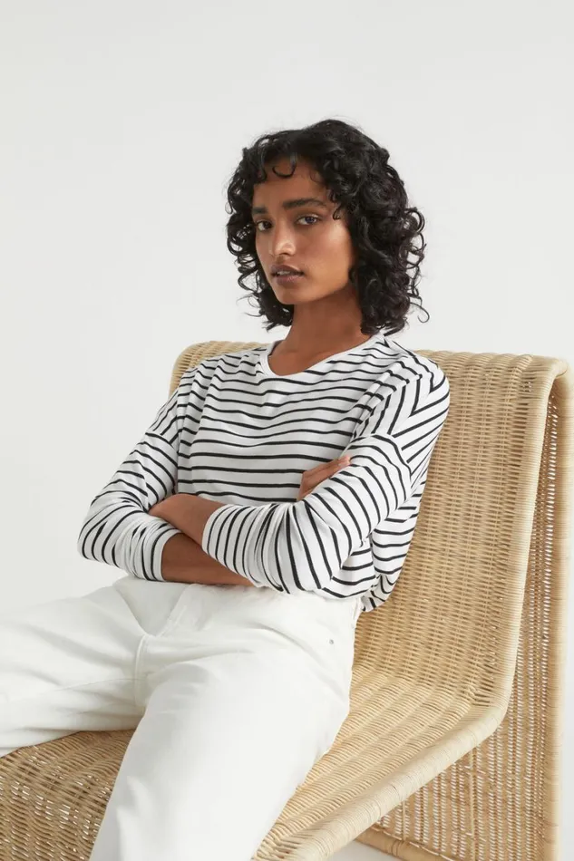 TShirts and Tops Woman Seed Heritage Core Asymmetrical Top Mono Stripe