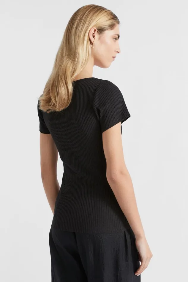 TShirts and Tops Woman Seed Heritage Ribbed Neat Tee Black
