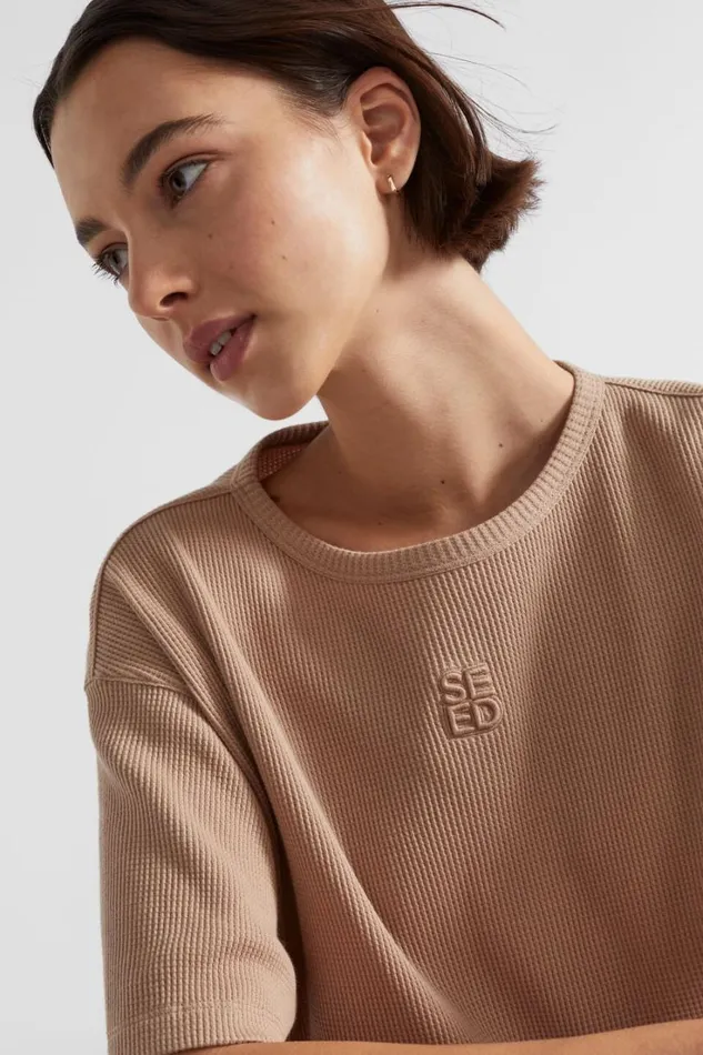 TShirts and Tops Woman Seed Heritage Waffle Logo Tee Barley