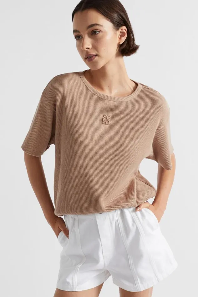 TShirts and Tops Woman Seed Heritage Waffle Logo Tee Barley