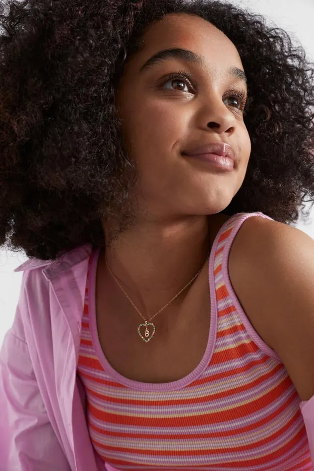 The AZ Of Initials Girl Seed Heritage Rainbow Heart Initial Necklace I