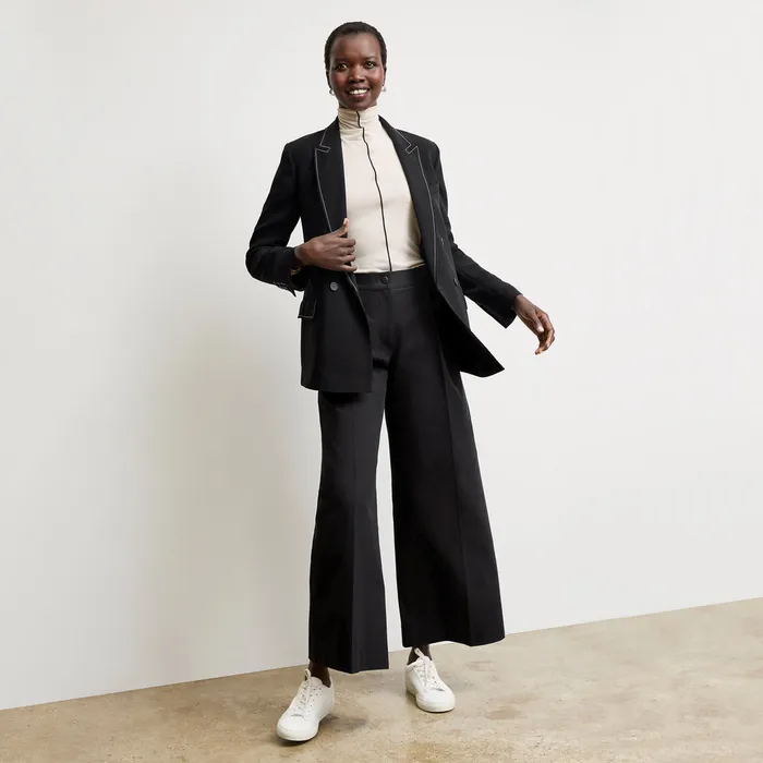The O8217Hara Boyfriend Blazer 8211 Everyday Crepe with Topstitch Black With Topstitch Jackets M M LaFleur Women