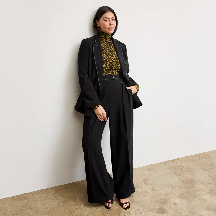 The O8217Hara Boyfriend Blazer 8211 Everyday Crepe with Topstitch Black With Topstitch Jackets M M LaFleur Women