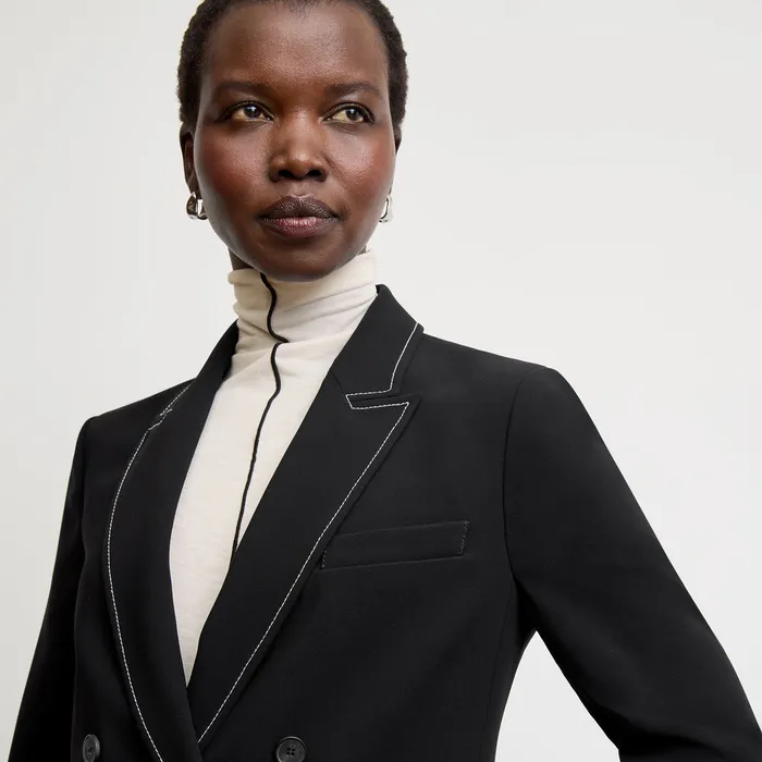 The O8217Hara Boyfriend Blazer 8211 Everyday Crepe with Topstitch Black With Topstitch Jackets M M LaFleur Women