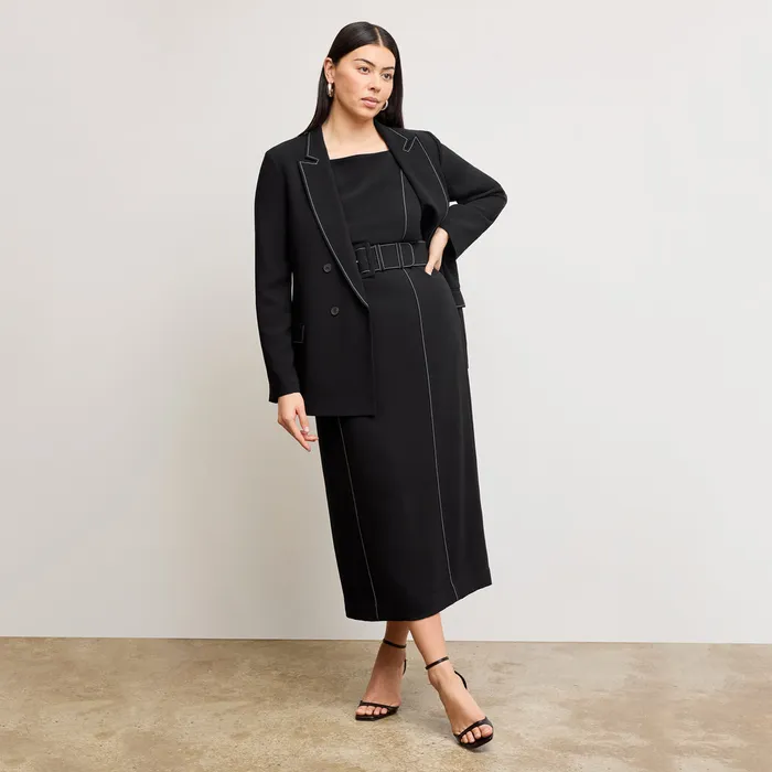 The O8217Hara Boyfriend Blazer 8211 Everyday Crepe with Topstitch Black With Topstitch Jackets M M LaFleur Women