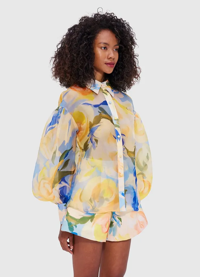Tops and Shirts Women LEO LIN Celeste Blouse 8211 Bouquet Print