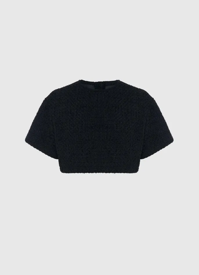 Tops and Shirts Women LEO LIN Indie Tweed Sleeve Top 8211 Ebony