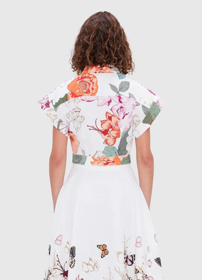 Tops and Shirts Women LEO LIN Kalle Pocket Shirt Top 8211 Lush Print In White