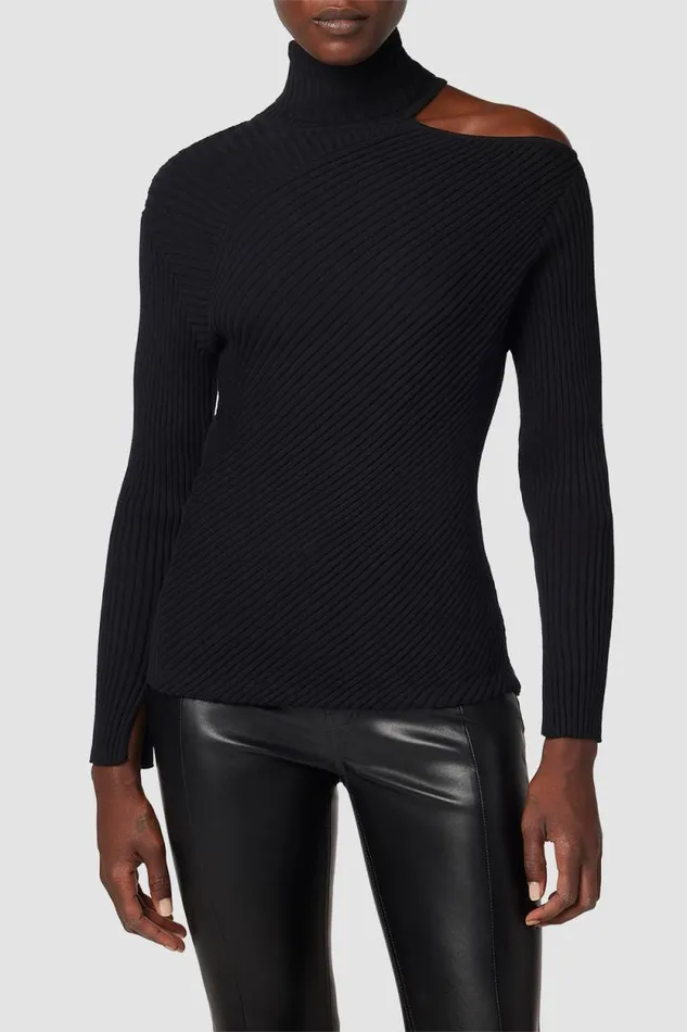 Tops and Sweaters Women Hudson Jeans Cut Out Shoulder Sweater Black