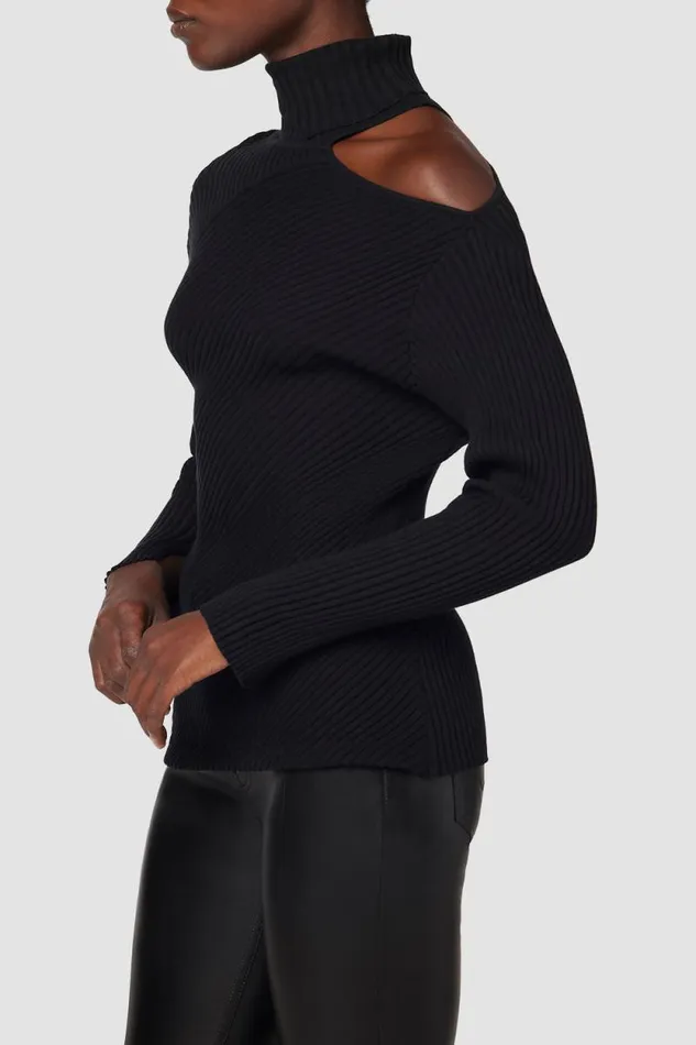 Tops and Sweaters Women Hudson Jeans Cut Out Shoulder Sweater Black Tops and Sweaters Women Hudson Jeans Cut Out Shoulder Sweater Black
