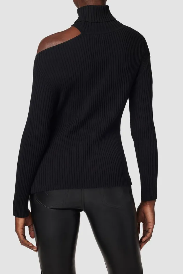 Tops and Sweaters Women Hudson Jeans Cut Out Shoulder Sweater Black Tops and Sweaters Women Hudson Jeans Cut Out Shoulder Sweater Black