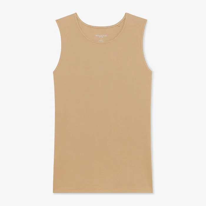Tops The Paige Tank 8211 Ribbed Pima Cotton Camel M M LaFleur Women