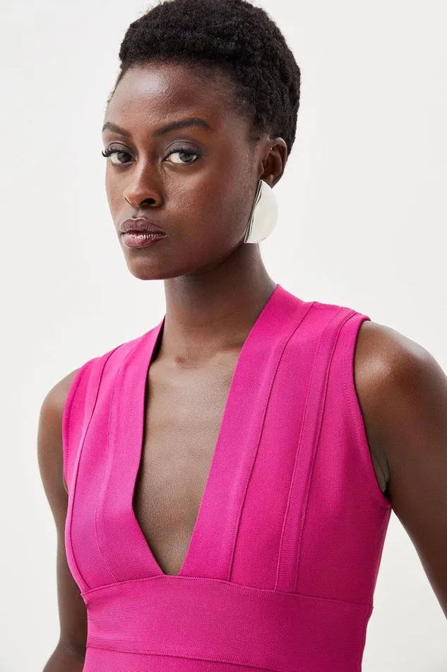 Tops Women Karen Millen Bandage Figure Form Plunge Neck Top Magenta