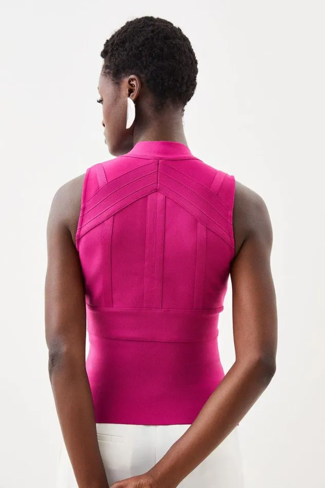 Tops Women Karen Millen Bandage Figure Form Plunge Neck Top Magenta