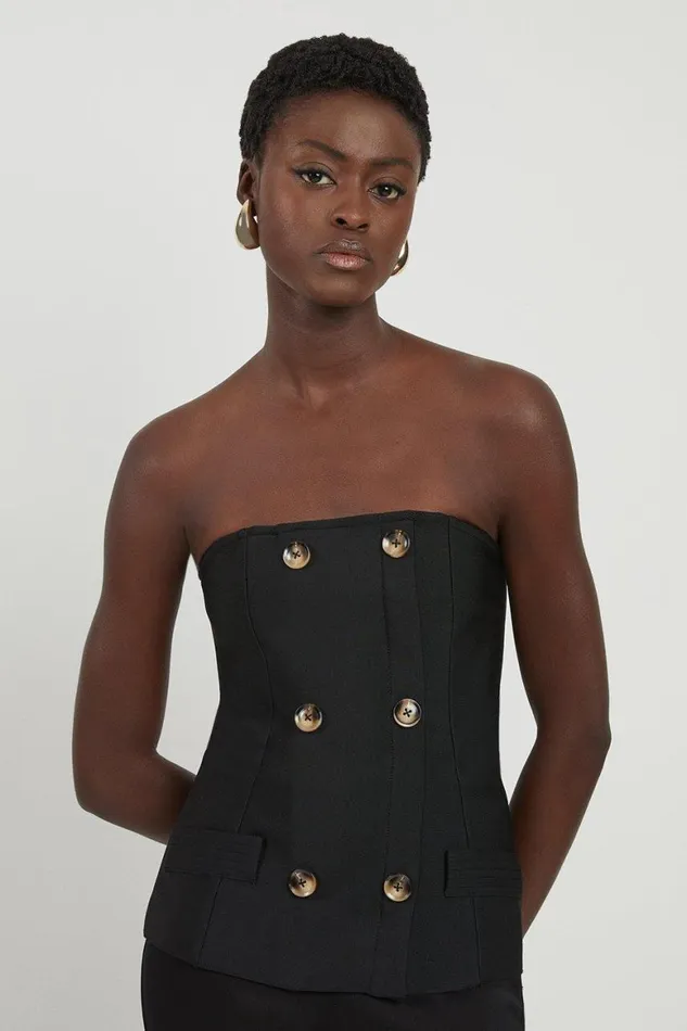 Tops Women Karen Millen Figure Form Bandage Bandeau Knit Top Black