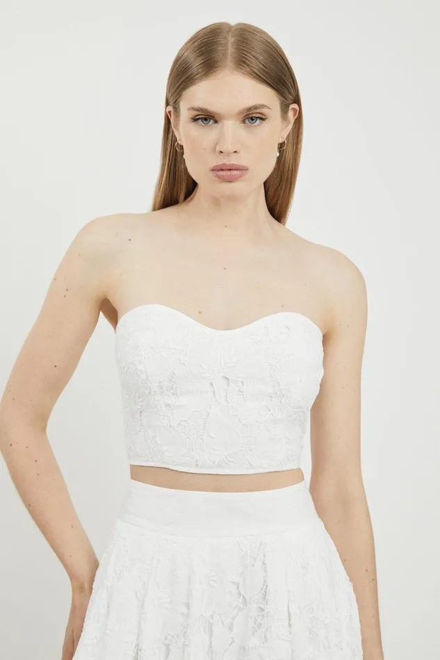 Tops Women Karen Millen Lydia Millen Lace Corset Top White