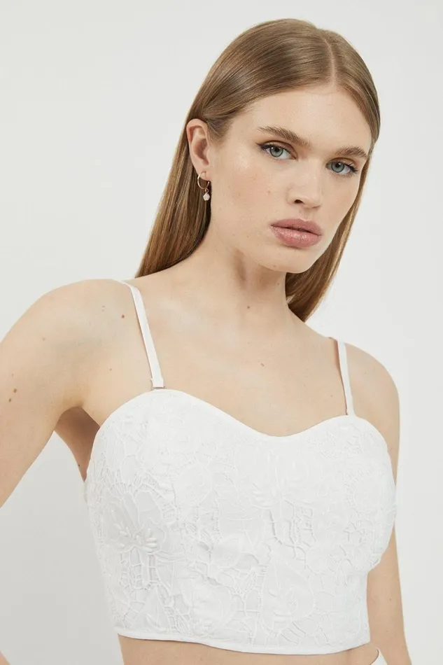 Tops Women Karen Millen Lydia Millen Lace Corset Top White