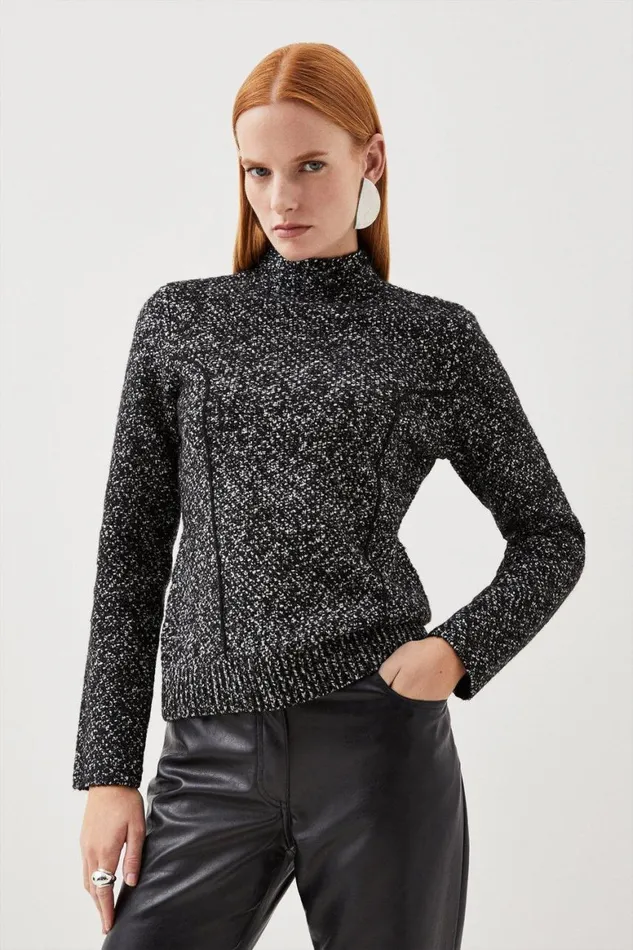 Tops Women Karen Millen Tweed Knit Top Mono