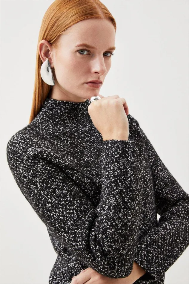 Tops Women Karen Millen Tweed Knit Top Mono