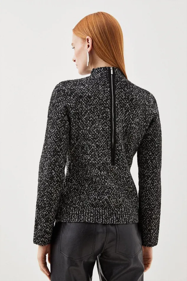 Tops Women Karen Millen Tweed Knit Top Mono